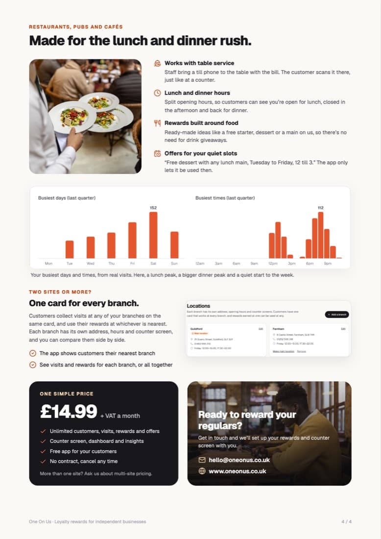 Brochure page four: made for the lunch and dinner rush