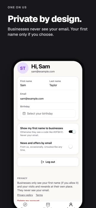 App Store screenshot: private by design